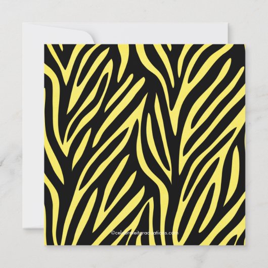 フォト卒業招待状イエローゼブラプリント 招待状 (裏面)