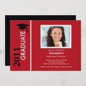 フォト卒業招待状クラシーレッド&ブラック 招待状 (正面/裏面)
