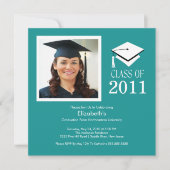 フォト卒業招待状ターコイズホワイト 招待状 (正面)