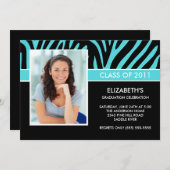 フォト卒業招待状トレンディーターコイズゼブラ 招待状 (正面/裏面)