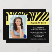 フォト卒業招待状~トレンディーイエローゼブラ 招待状 (正面/裏面)