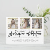 フォト卒業招待状 |黒モダン色と金ゴールド 招待状 (スタンド正面)