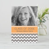 フォト卒業発表オレンジグレー 招待状 (スタンド正面)