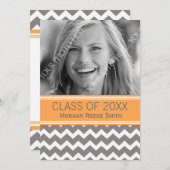 フォト卒業発表オレンジグレー 招待状 (正面/裏面)