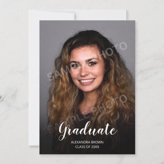 フォト卒業発表カード緑 案内状 (正面)