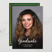 フォト卒業発表カード緑 案内状 (正面/裏面)