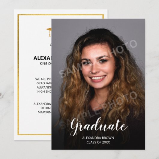 フォト卒業発表カード 案内状 (正面/裏面)