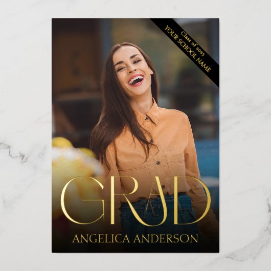 フォト卒業発表フォイル招待状 箔招待状 (正面)