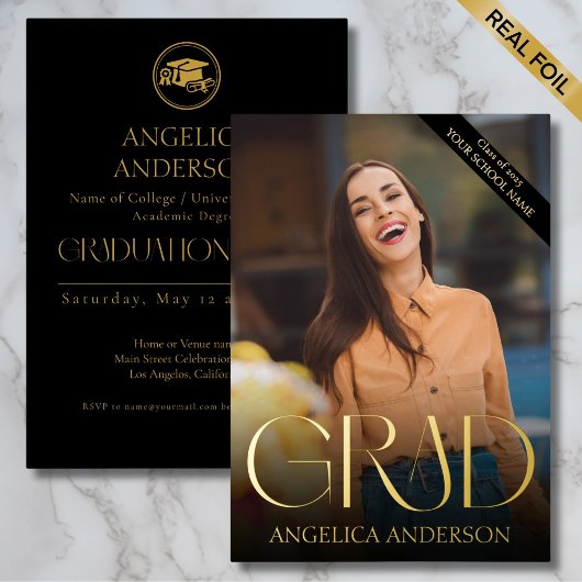 フォト卒業発表フォイル招待状 箔招待状