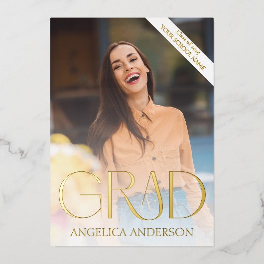 フォト卒業発表フォイル招待状 箔招待状 (正面)