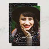 フォト卒業発表フォイル銀文字 案内状 (正面/裏面)