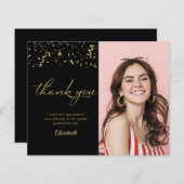 フォト卒業金ゴールドブラックバジェットサンキューカード (正面/裏面)
