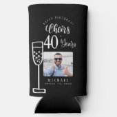 フォト名の応援から40年のマイルストーンの誕生日 スリム缶クーラー (裏面)