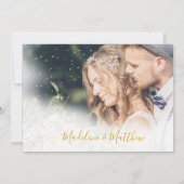 フォト夕べスカイアストラル金ゴールドスターズ結婚ブルー 招待状 (裏面)