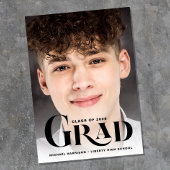 フォト大はっきりしたタイポグラフィ卒業 案内状