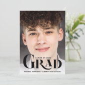 フォト大はっきりしたタイポグラフィ卒業 案内状 (スタンド正面)