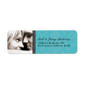 フォト婚約した差出人住所ラベル(アクア) ラベル (正面)