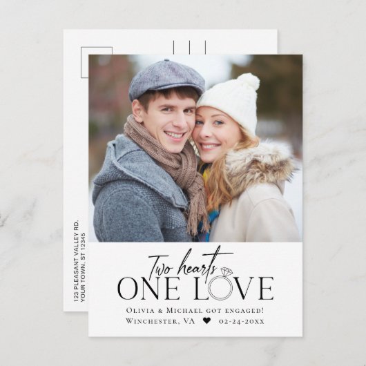 フォト婚約アナウンスワンラブポストカード 案内ポストカード (正面/裏面)