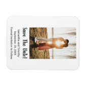 フォト婚約ウェディング日付カードを保存 マグネット (横)