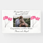 フォト婚約バナーピンクの愛のバルーン 横断幕 (横)