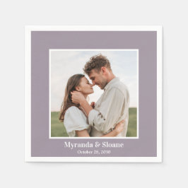 フォト婚約パーティパープルナプキンス スタンダードカクテルナプキン