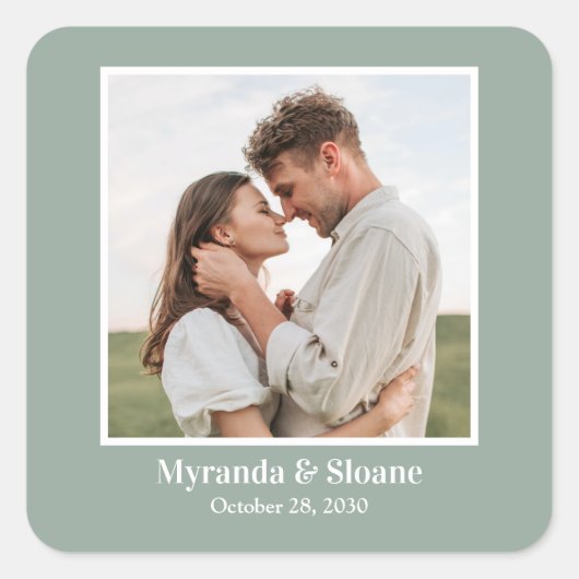 フォト婚約パーティユーカリ スクエアシール (正面)