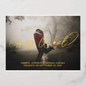 フォト婚約パーティ招待状葉書の追加 箔シーズンポストカード (正面)