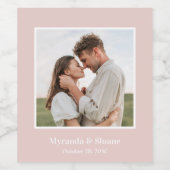 フォト婚約パーティ赤面ピンクワインラベル ワインラベル (シングルラベル)