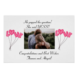 フォト婚約ピンクラブバルーン ポスター