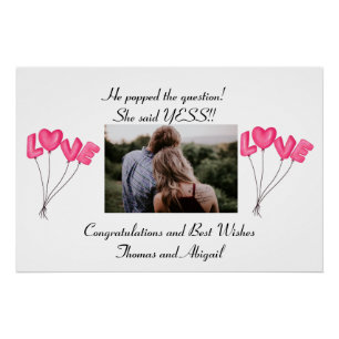 フォト婚約ピンクラブバルーン ポスター