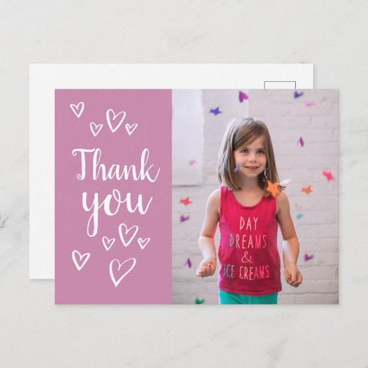 フォト子供の誕生日サンキューカードはがき ポストカード (正面/裏面)