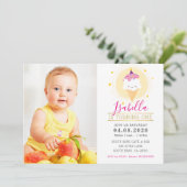 フォト子供の誕生日パーティーカラフルかわいいアイスクリーム 招待状 (スタンド正面)