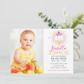 フォト子供の誕生日パーティーカラフル甘アイス 招待状 (スタンド正面)