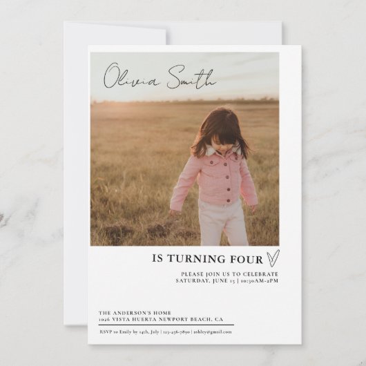 フォト子供の誕生日、フォト誕生日招待状 招待状 (正面)