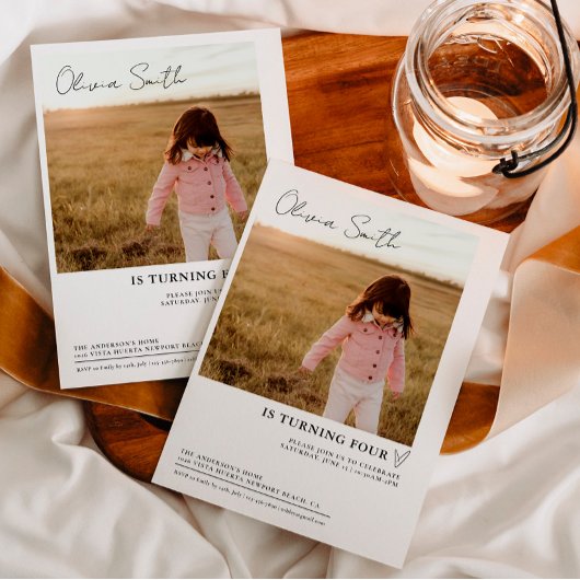 フォト子供の誕生日、フォト誕生日招待状 招待状