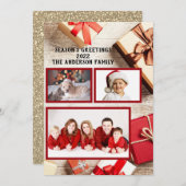 フォト季節のごあいさつ赤素朴ギフトパッケージ シーズンカード (正面/裏面)