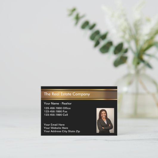 フォト実在エステートの不動産仲介業者用の名刺 名刺 (スタンド正面)