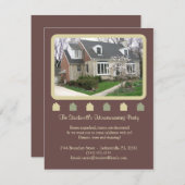 フォト引っ越し祝いパーティー招待状 – ブラウン 招待状 (正面/裏面)