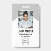 フォト従業員の会社ロゴセキュリティグレー バッジ (Front)