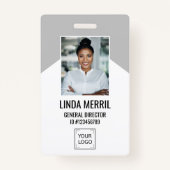 フォト従業員の会社ロゴセキュリティグレー バッジ (正面)