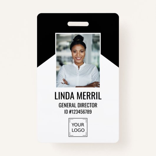 フォト従業員の会社ロゴセキュリティブラック バッジ (正面)
