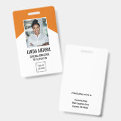 フォト従業員の会社ロゴセキュリティORANGE バッジ (正面&裏面)
