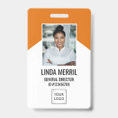 フォト従業員の会社ロゴセキュリティORANGE バッジ (正面)