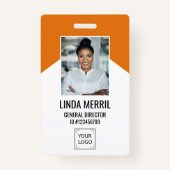 フォト従業員の会社ロゴセキュリティORANGE バッジ (正面)