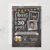 フォト応援とビアーズ30歳の誕生日招待状 招待状 (正面)