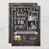 フォト応援とビアーズ70誕生日招待状 招待状 (正面/裏面)