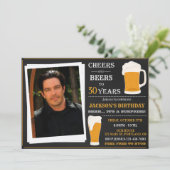 フォト応援とビールの招待アダルト誕生日 招待状 (スタンド正面)