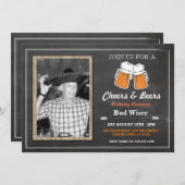 フォト応援&ビアーズバースデーパーティーチョーク招待状 招待状 (正面/裏面)