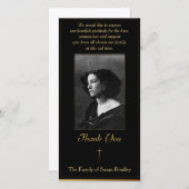 フォト悔やみや弔慰ありがとう金ゴールド配管十字 サンキューカード (正面/裏面)