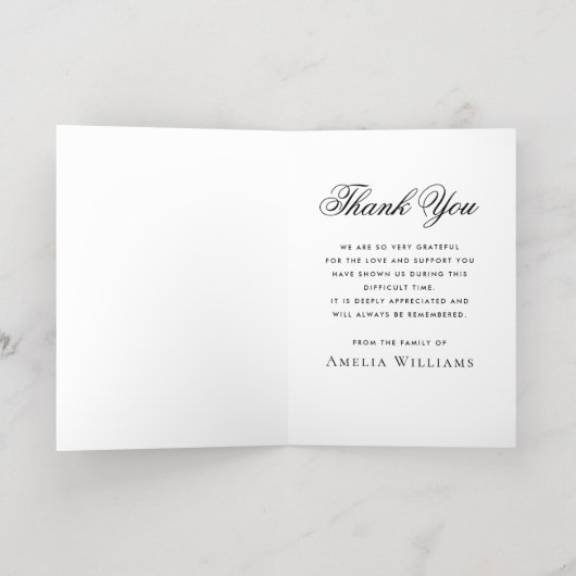 フォト悔やみや弔慰の実在死別フォイル感謝していユー 箔グリーティングカード (内側レイダウン)